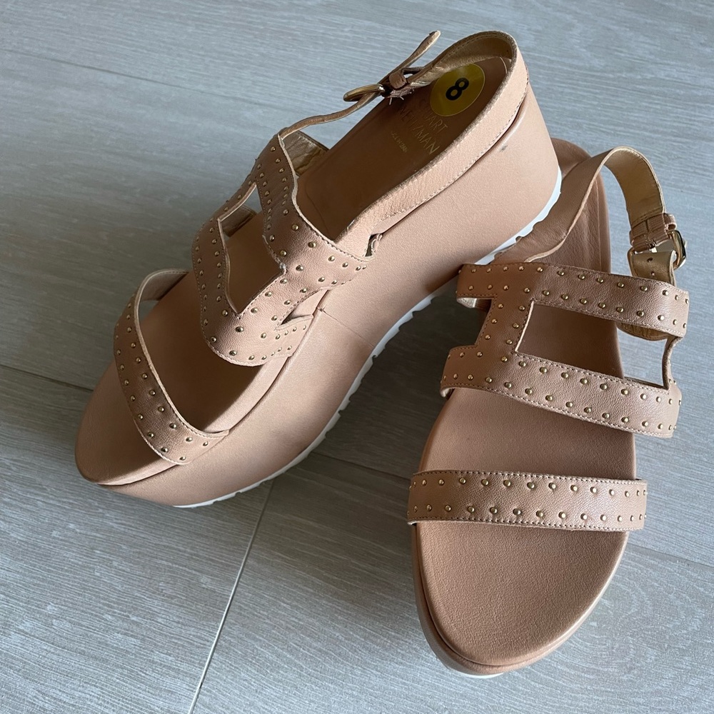 Stuart Weitzman Beige Platform Wedge, Size 8 - image 5